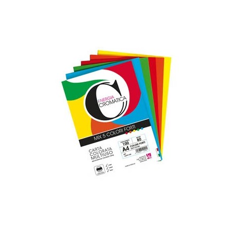 RISMA 100 FG CROMATICA 80GR A4 COLORI ASSORTITI FORTI CWR - 12299/100