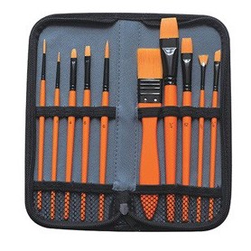 ASTUCCIO 10 PENNELLI IN SINTETICO ASSORTITI PER ACRILICO DOM - 12391