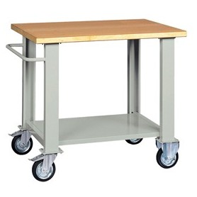BANCO DA LAVORO CON RUOTE 100X75X90CM GRIGIO/LEGNO - BT436