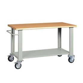 BANCO DA LAVORO CON RUOTE 200X75X90CM GRIGIO/LEGNO - BT441