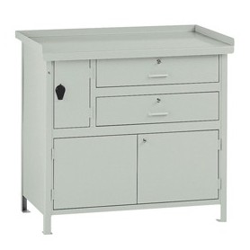 BANCO DA LAVORO CON 2 CASSETTI E 1 VANO 100X67X90CM GRIGIO - BL353
