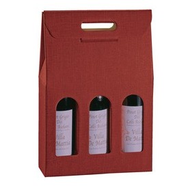 SCATOLA 3 BOTTIGLIE 270X90X385MM SETA BORDEAUX SCOTTON - 36109C