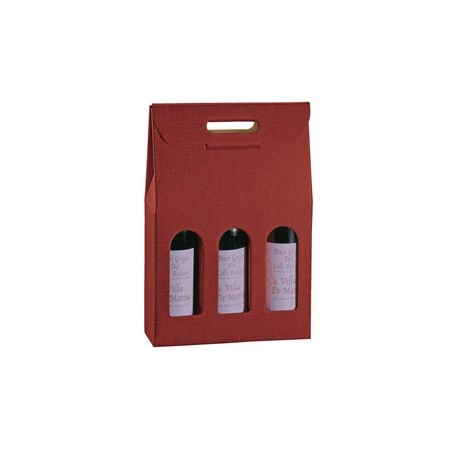 SCATOLA 3 BOTTIGLIE 270X90X385MM SETA BORDEAUX SCOTTON - 36109C