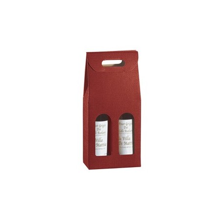 SCATOLA 2 BOTTIGLIE 180X90X385MM SETA BORDEAUX SCOTTON - 36108C