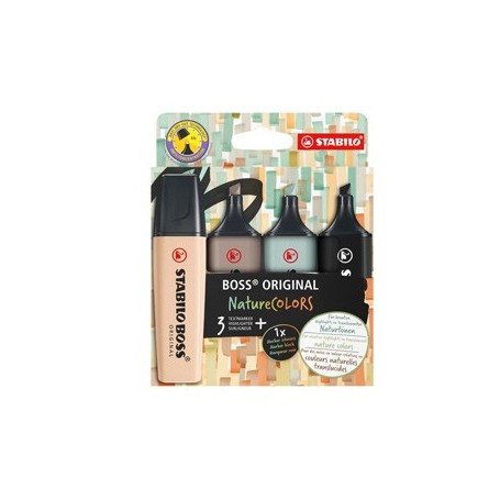ASTUCCIO 4 EVIDENZIATORI STABILO BOSS NATURECOLORS (TE'/SABBIA/CENERE/NERO) - 70/4-2-5