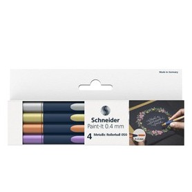 ASTUCCIO 4 METALLIC ROLLER 050 PUNTA 0.4MM COLORI ASSORTITI SCHNEIDER - P700495