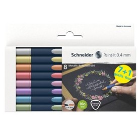 ASTUCCIO 8 METALLIC ROLLER 050 PUNTA 0.4MM COLORI ASSORTITI SCHNEIDER - P700496