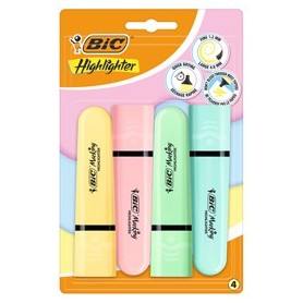 ASTUCCIO 4 EVIDENZIATORI FLAT COLORI ASSORTITI PASTEL BICÂ® - 517953