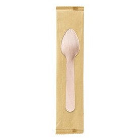 250 CUCCHIAINI MONOUSO IN LEGNO IMBUSTATI SINGOLARMENTE 11CM SIGNOR BIO - WCS015BIO250B