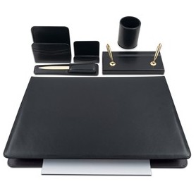 SERVIZIO SCRITTOIO CLASSIC NERO IN SIMILPELLE (6 COMPONENTI) CITY TIME - 121-N