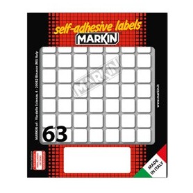 ETICHETTA ADESIVA BIANCA 14X14MM (10FOGLI X 63ETICHETTE) MARKIN - 10011