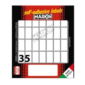ETICHETTA ADESIVA BIANCA 27X15MM (10FOGLI X 35ETICHETTE) MARKIN - X10019