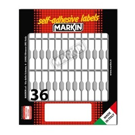 ETICHETTA ADESIVA BIANCA 46X8MM (10FOGLI X 36ETICHETTE A FASCETTA) MARKIN - X10030