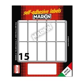ETICHETTA ADESIVA BIANCA 46X20MM (10FOGLI X 15ETICHETTE) MARKIN - X10033