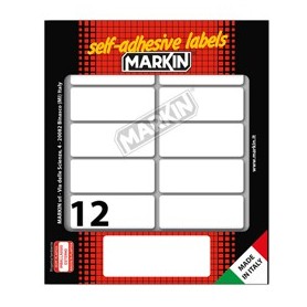 ETICHETTA ADESIVA BIANCA 56X22MM (10FOGLI X 12ETICHETTE) MARKIN - X10039