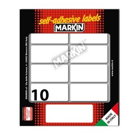 ETICHETTA ADESIVA BIANCA 56X26MM (10FOGLI X 10ETICHETTE) MARKIN - 10040