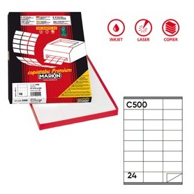 ETICHETTA ADESIVA C/500 BIANCA 100FG A4 70X36MM (24ET/FG) MARKIN - X210C500