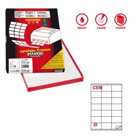 ETICHETTA ADESIVA C/518 BIANCA 100FG A4 70X40MM (21ET/FG) MARKIN - X210C518