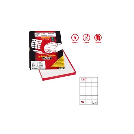 ETICHETTA ADESIVA C/517 BIANCA 100FG A4 70X48MM (18ET/FG) MARKIN - X210C517
