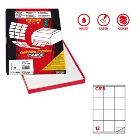 ETICHETTA ADESIVA C/515 BIANCA 100FG A4 70X72MM (12ET/FG) MARKIN - X210C515
