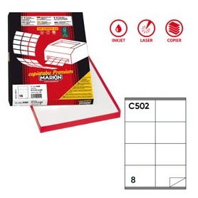 ETICHETTA ADESIVA C/502 BIANCA 100FG A4 105X72MM (8ET/FG) MARKIN - X210C502