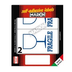 ETICHETTA ADESIVA BIANCA 115X70MM FRAGILE (10FG X 2ETICHETTE) MARKIN - 10060