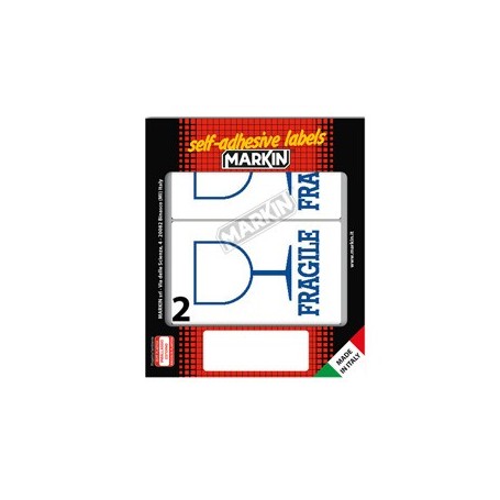 ETICHETTA ADESIVA BIANCA 115X70MM FRAGILE (10FG X 2ETICHETTE) MARKIN - 10060
