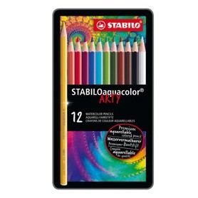 ASTUCCIO METALLO 12 PASTELLI STABILO AQUACOLOR 1612 - 1612-5