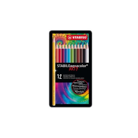 ASTUCCIO METALLO 12 PASTELLI STABILO AQUACOLOR 1612 - 1612-5