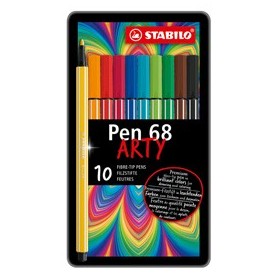 SCATOLA METALLO 10 PENNARELLI PEN 6810 STABILO - 6810-6