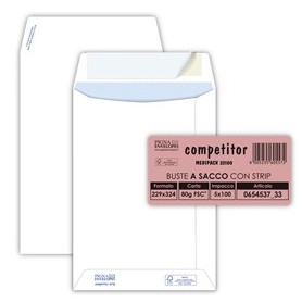 100 BUSTE SACCO COMPETITOR FSCÂ® BIANCA STRIP ADESIVO 230X330MM 80GR PIGNA ENVELO - 65453733