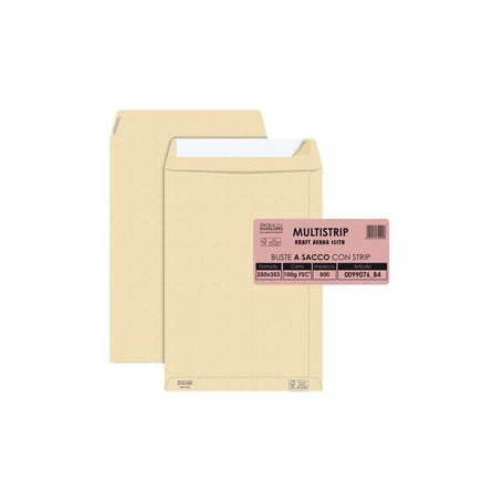 500 BUSTE SACCO MULTI STRIPAVANA CARTA RIC.FSCÂ®STRIP ADES. 250X353MM 100GR PIGNA - 0099076B4