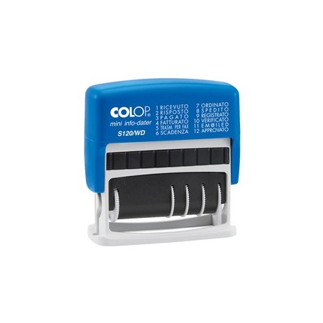TIMBRO MINI S120WD DATARIO + POLINOMIO 12DICITURE 4MM AUTOINCHIOSTRANTE COLOP - S120WD
