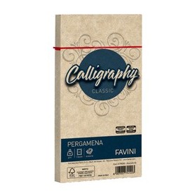 25 BUSTE CALLIGRAPHY PERGAMENA 110X220MM 90GR NOCCIOLA FAVINI - A57N203