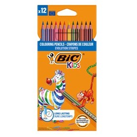 ASTUCCIO 12 MATITE EVOLUTION STRIPES COLORI ASSORTITE BIC - 9505222