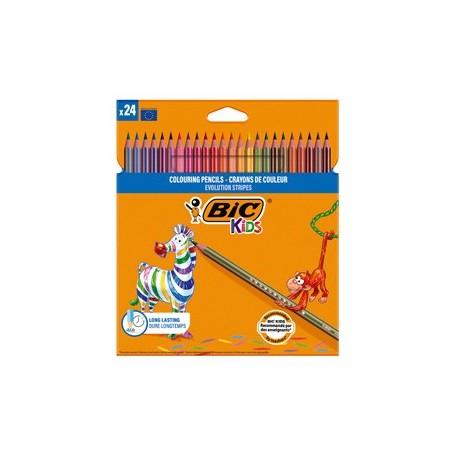 ASTUCCIO 24 MATITE EVOLUTION STRIPES COLORI ASSORTITE BIC - 9505251