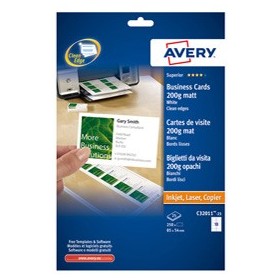 250 BIGLIETTI VISITA 85X54MM BIANCO LASER 200GR QUICKCLEANÂ¢ AVERY - C32011-25