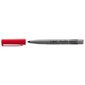 SCATOLA 12 MARCATORI POCKET 1445 ROSSO P.TONDA PERMANENTE BIC - 8209002
