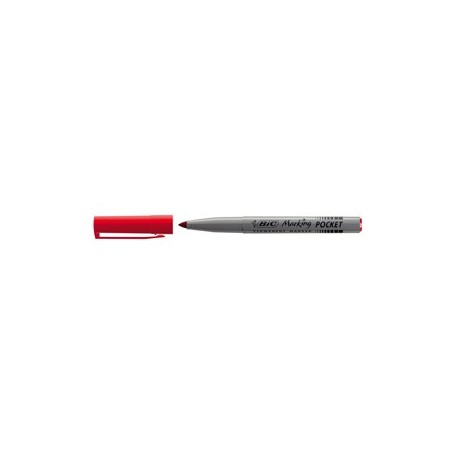 SCATOLA 12 MARCATORI POCKET 1445 ROSSO P.TONDA PERMANENTE BIC - 8209002