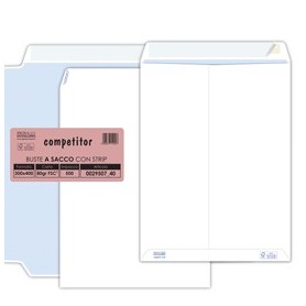 500 BUSTE SACCO COMPETITOR FSCÂ® BIANCA STRIP ADESIVO 300X400MM 80GR PIGNA ENVELO - 2950740