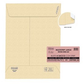 250 BUSTE SACCO MULTI STRIP LARGE AVANA CARTA RIC. 250X353X40MM 120GR PIGNA ENVE - 0099083B4