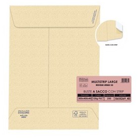 250 BUSTE SACCO MULTI STRIP LARGE AVANA CARTA RIC. 300X400X40MM 120GR PIGNA ENVE - 65526940
