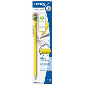 SCATOLA 12 MATITE C/GOMMINO HB TEMAGRAPH LYRA - L1150100