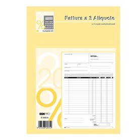 BLOCCO FATTURE 3 ALIQUOTE IVA 2COPIE 50FOGLI AUTORIC. 29