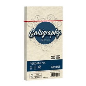 25 BUSTE CALLIGRAPHY PERGAMENA 110X220MM 90GR NATURALE FAVINI - A57Q203