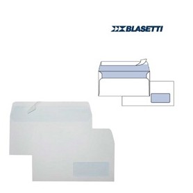 500 BUSTE BIANCHE 110X230MM 90GR C/FINESTRA FSC STRIP LASER BLASETTI - 157