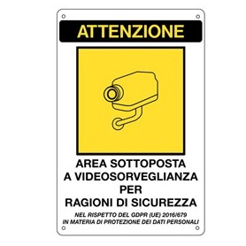 CARTELLO ADESIVO 20X30CM 'AREA SOTTOPOSTA A VIDEOSORVEGLIANZA' - Y591EFVD4