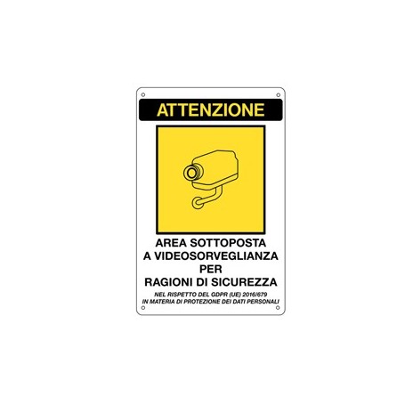 CARTELLO ADESIVO 20X30CM 'AREA SOTTOPOSTA A VIDEOSORVEGLIANZA' - Y591EFVD4