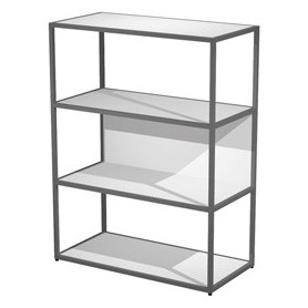 LIBRERIA MEDIA A GIORNO 90X44CM - H119CM BIANCO - GAMBA ANTRACITE ESSENCE - 280-AF+RP5-3