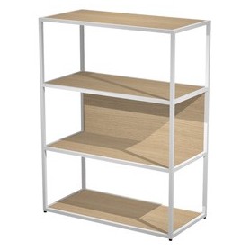 LIBRERIA MEDIA A GIORNO 90X44CM - H119CM ROVERE - GAMBA BIANCO ESSENCE - 280-AN+RP5-C